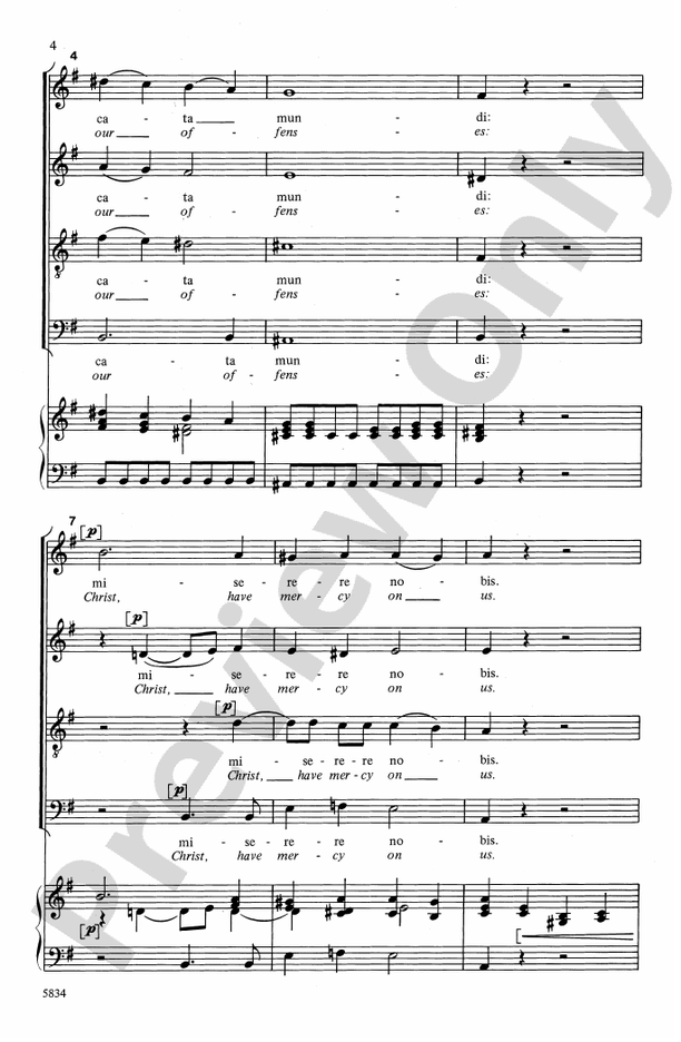 Agnus Dei (from Missa Brevis in G) SATB Choral Octavo Wolfgang Amadeus Mozart Digital Sheet