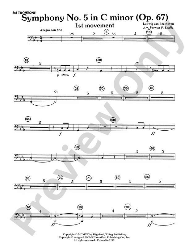 Beethoven's Symphony No. 5, 1st Movement 3rd Trombone 3rd Trombone
