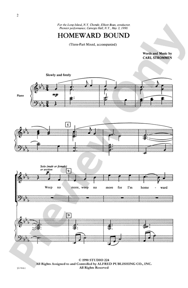 Homeward Bound 3Part Mixed Choral Octavo Carl Strommen Digital