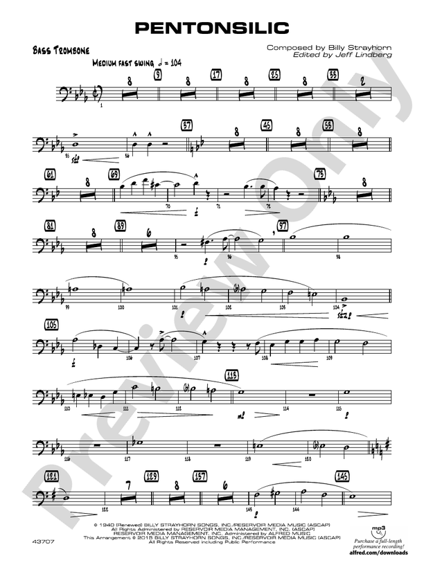 Pentonsilic Bass Trombone Bass Trombone Part Digital Sheet Music Download