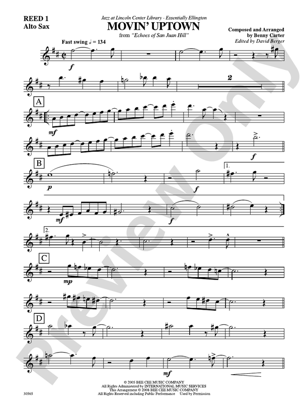 Movin' Uptown Eflat Alto Saxophone Eflat Alto Saxophone Part