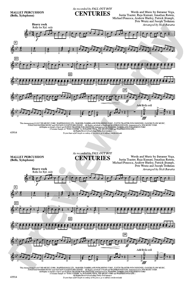 Centuries Mallets Mallets Part Digital Sheet Music Download