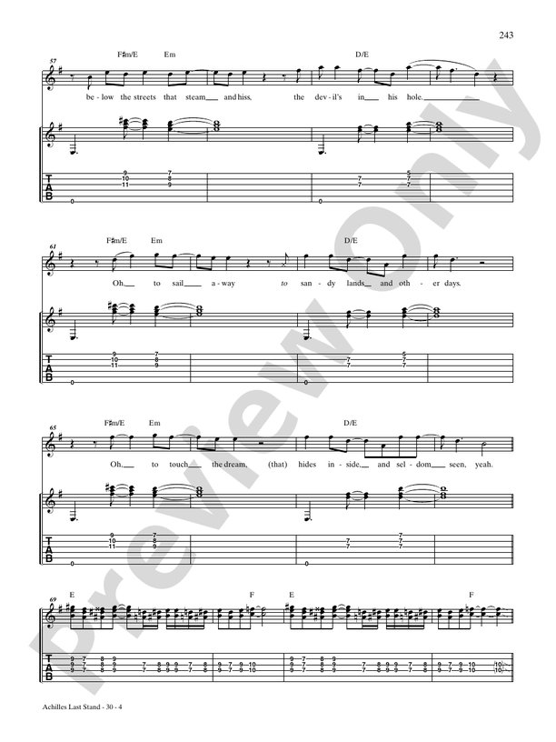 Achilles Last Stand Guitar Led Zeppelin Digital Sheet Music Download