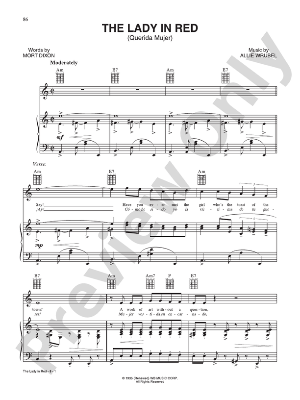 The Lady In Red (from "Merrie Melodies & Looney Tunes") Piano/Vocal