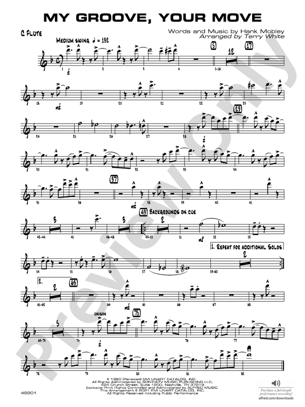My Groove, Your Move Flute Flute Part Digital Sheet Music Download