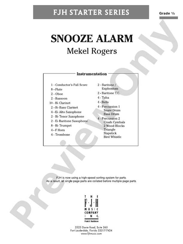 Snooze Alarm Score Mekel Rogers Digital Sheet Music Download