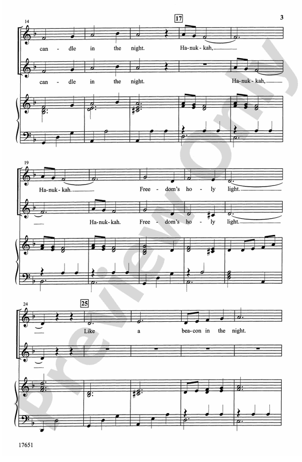 Candle in the Night (A Song for Hanukkah) 2Part Choral Octavo Lois