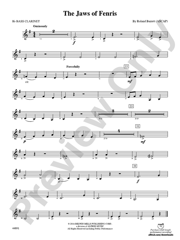 The Jaws of Fenris Bflat Bass Bflat Bass Part