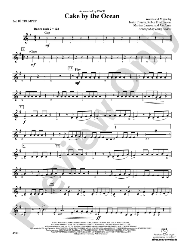 Cake by the Ocean 2nd Bflat Trumpet 2nd Bflat Trumpet Part