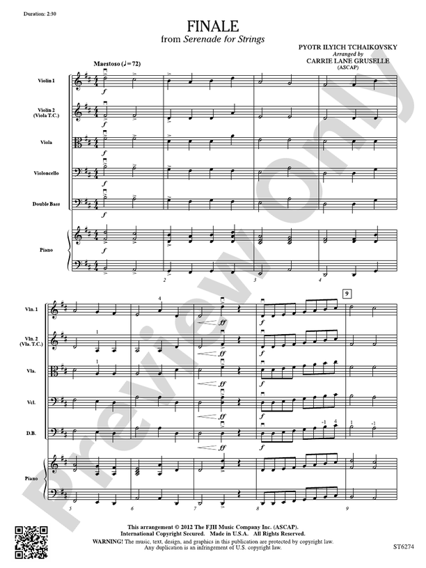 Finale from Serenade for Strings Score Digital Sheet Music Download