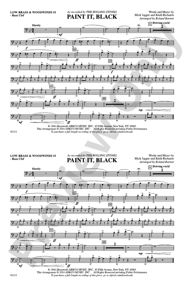 Paint It, Black Low Brass & Woodwinds 1 Bass Clef Low Brass