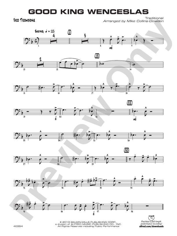 Good King Wenceslas 3rd Trombone 3rd Trombone Part Digital Sheet