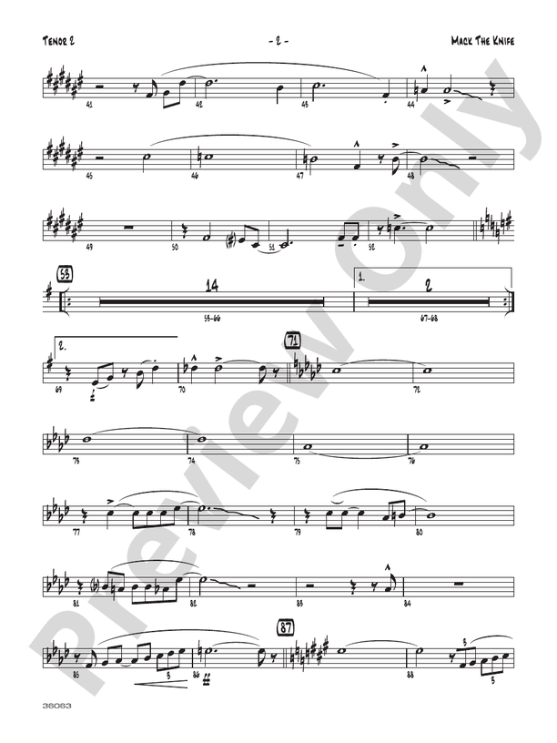 Mack the Knife 2nd Bflat Tenor Saxophone 2nd Bflat Tenor Saxophone
