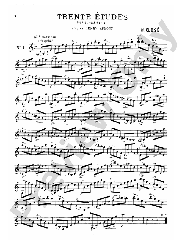 Klosé Thirty Etudes after H. Aumont Book HyacintheEléonore