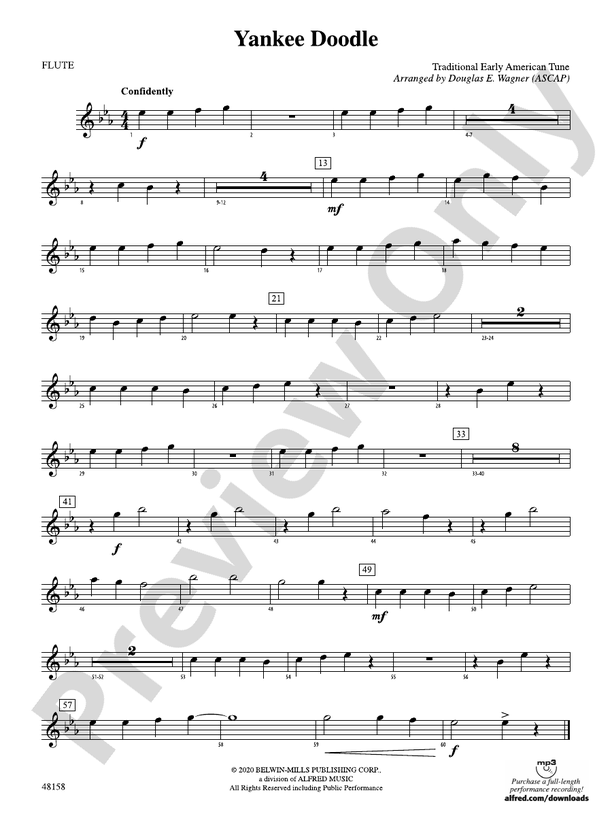 Yankee Doodle Flute Flute Part Digital Sheet Music Download
