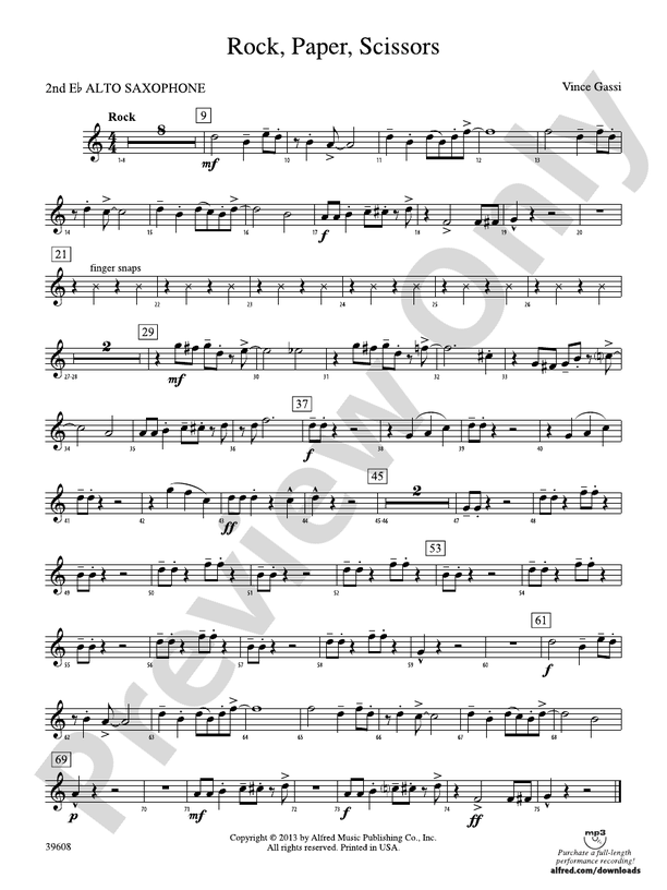 Rock, Paper, Scissors 2nd Eflat Alto Saxophone 2nd Eflat Alto
