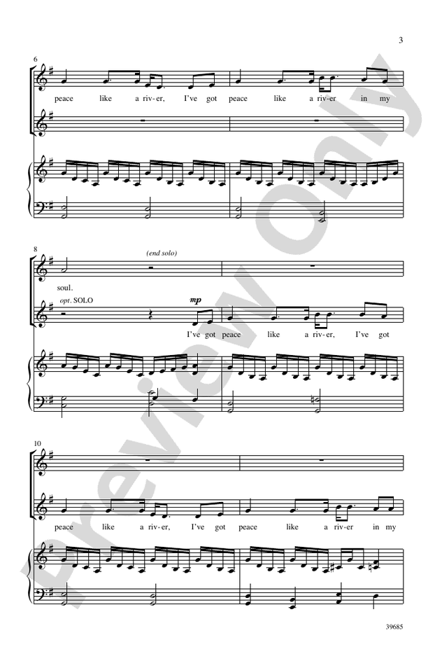 Peace Like a River SSA Choral Octavo Digital Sheet Music Download