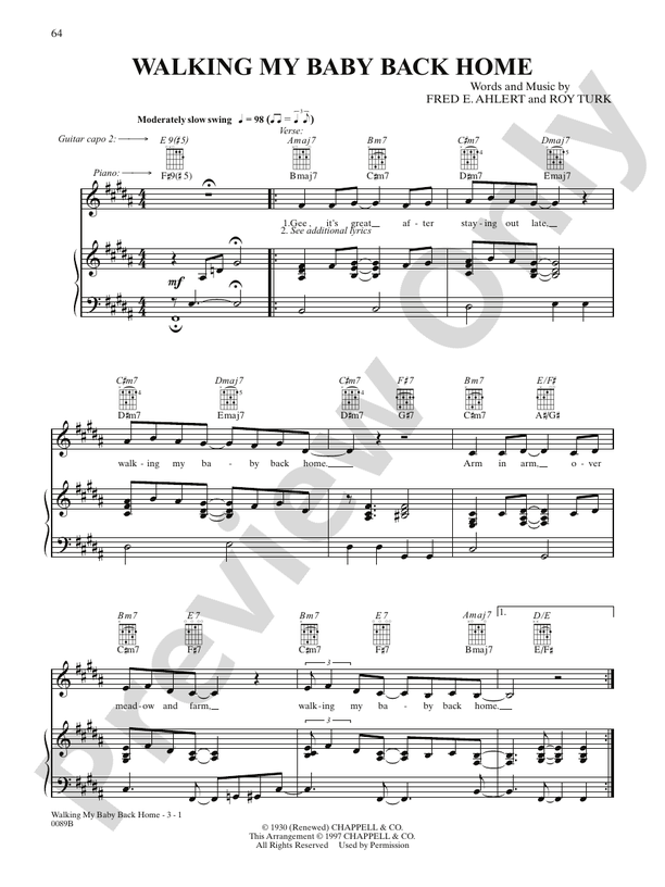 Walkin' My Baby Back Home Piano/Vocal James Taylor Digital Sheet