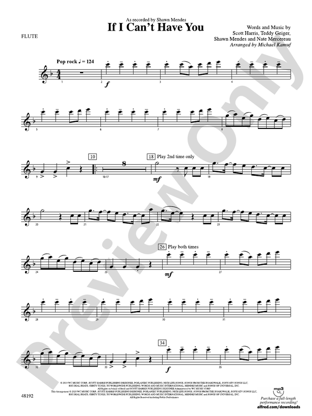 If I Can't Have You Flute Flute Part Digital Sheet Music Download