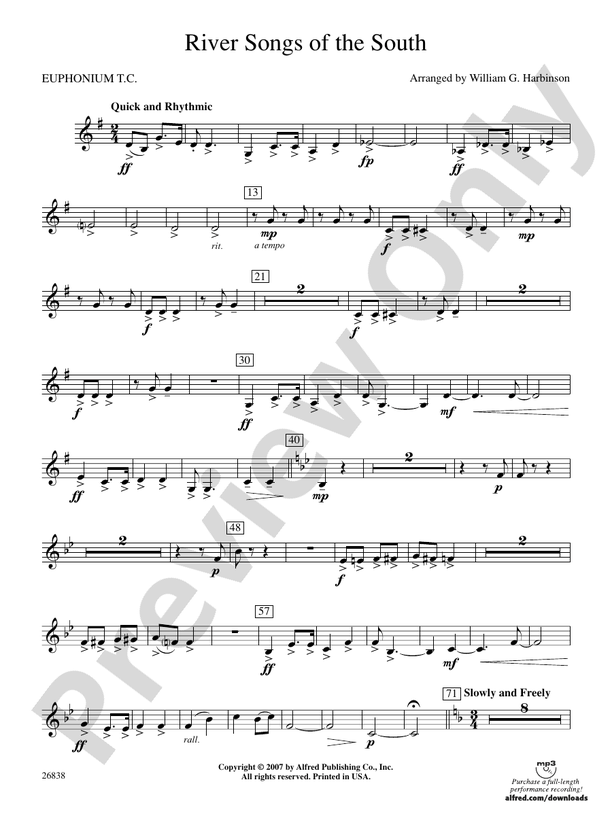 River Songs of the South Baritone T.C. Baritone T.C. Part Digital