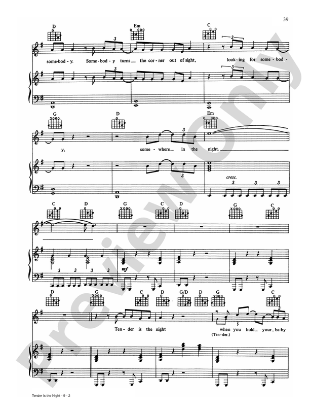 Tender is the Night Piano/Vocal/Chords Jackson Browne Digital Sheet