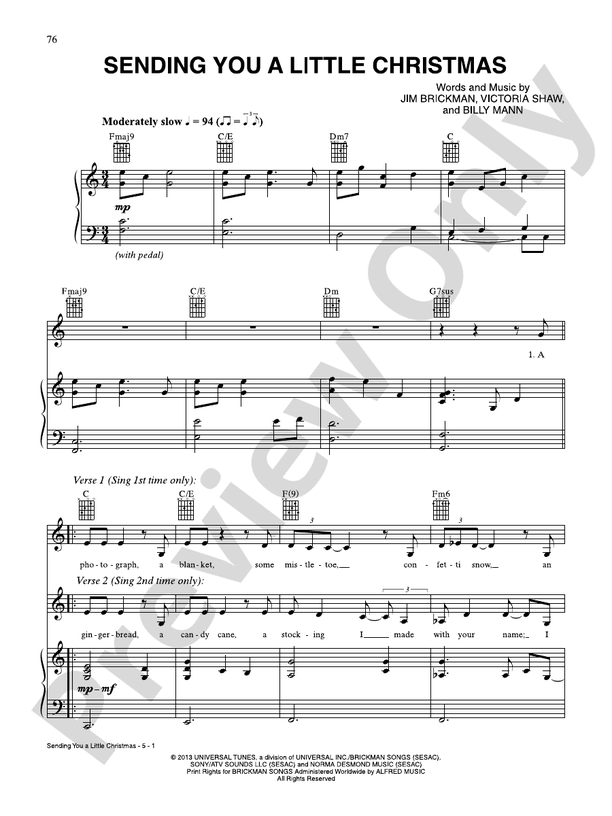 Sending You a Little Christmas Piano/Vocal Johnny Mathis Digital