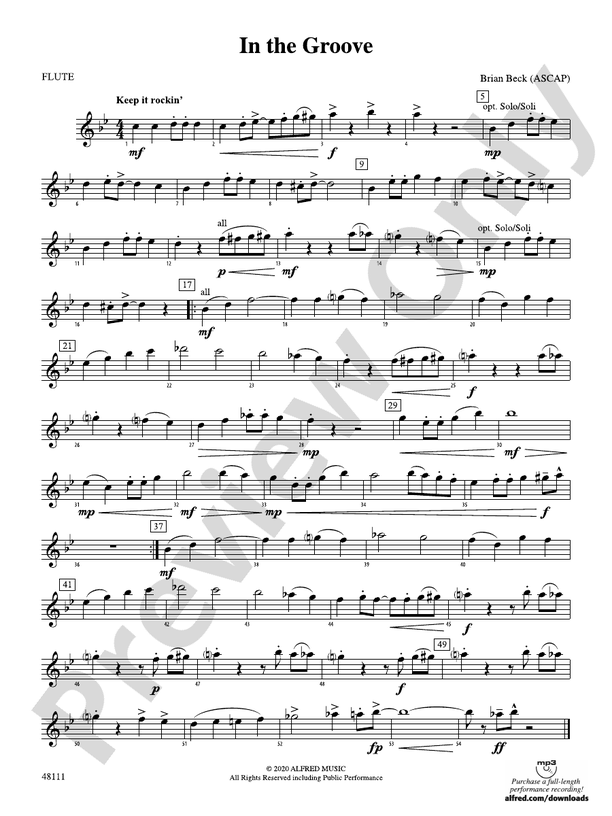 In the Groove Flute Flute Part Digital Sheet Music Download
