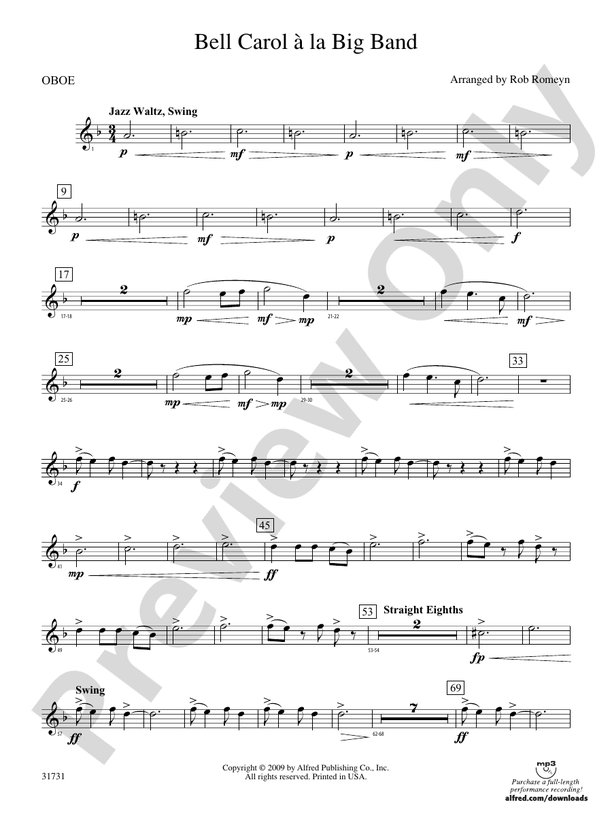 Bell Carol a la Big Band Oboe Oboe Part Digital Sheet Music Download