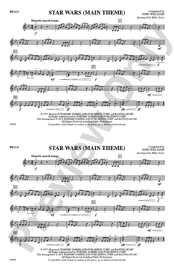 Star Wars (Main Theme) Bells Bells Part Digital Sheet Music Download