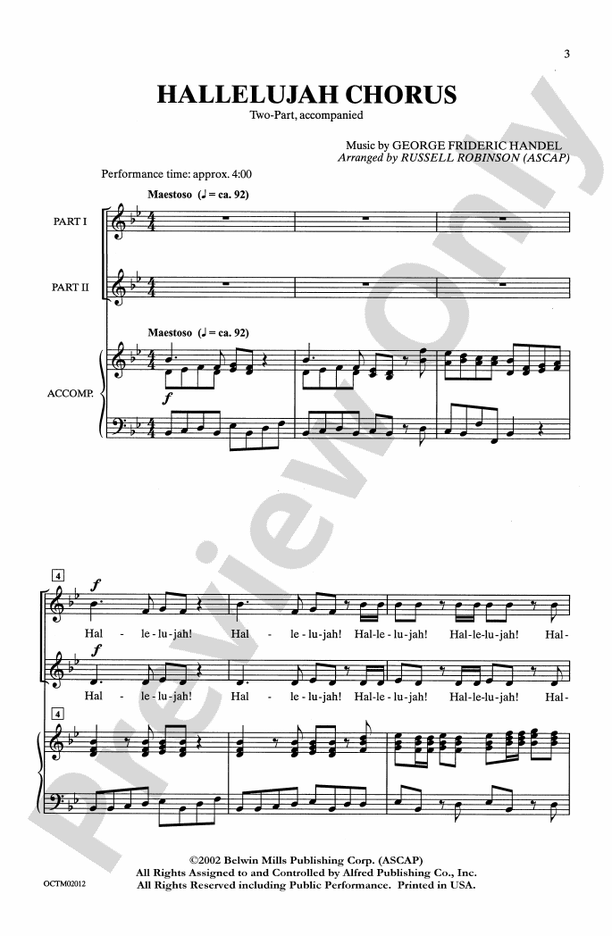 Hallelujah Chorus 2Part Choral Octavo Frideric Handel Digital Sheet Music Download