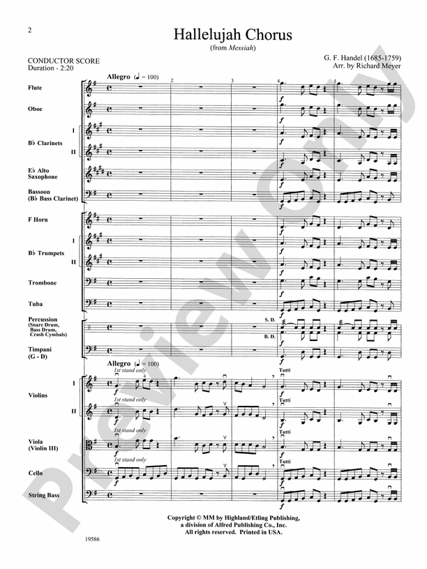 Hallelujah Chorus from Messiah Full Orchestra Conductor Score & Parts