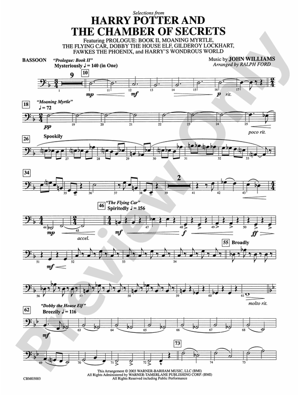 Harry Potter and the Chamber of Secrets, Selections from Bassoon