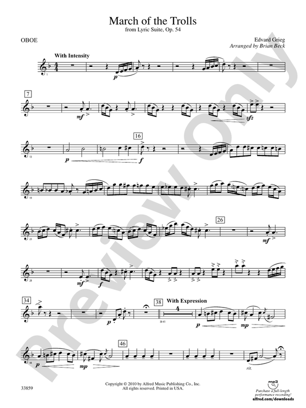 March of the Trolls Oboe Oboe Part Digital Sheet Music Download
