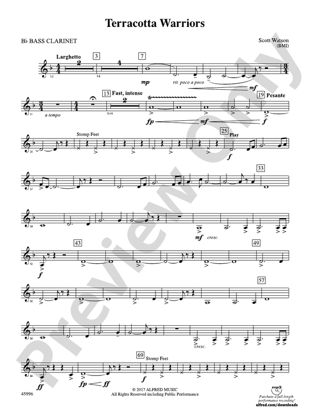 Terracotta Warriors Bflat Bass Bflat Bass Part