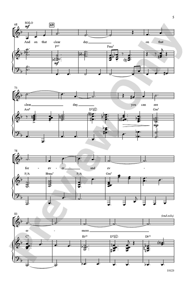 On a Clear Day SATB Choral Octavo Burton Lane Digital Sheet Music