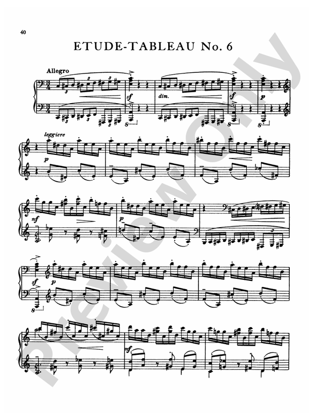 Rachmaninoff Etudes Tableaux, Op. 39 No. 6 in A Minor Part Digital