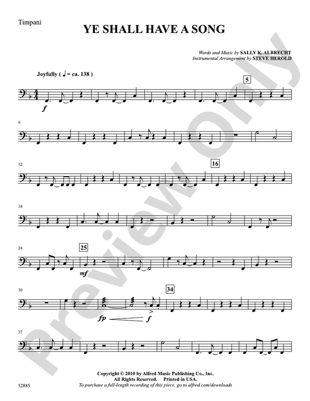 Ye Shall Have a Song Timpani Timpani Part Digital Sheet Music Download