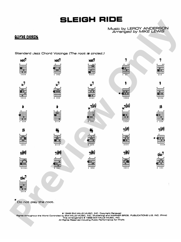 Sleigh Ride Guitar Chords Guitar Chords Part Digital Sheet Music