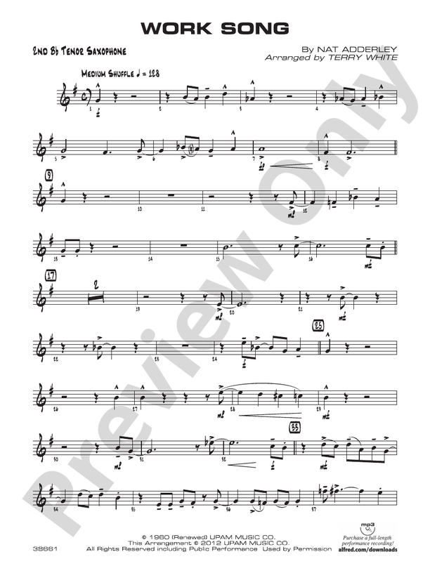 Work Song 2nd Bflat Tenor Saxophone 2nd Bflat Tenor Saxophone Part