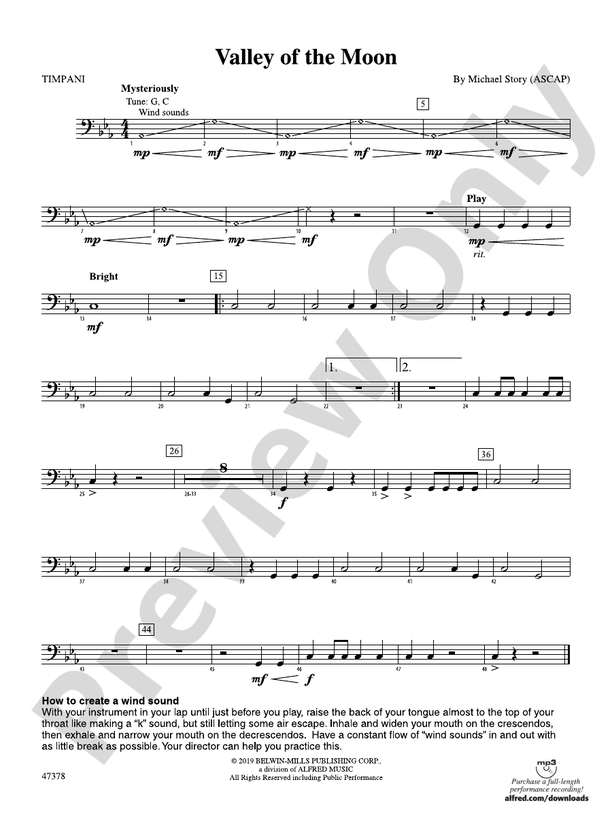 Valley of the Moon Timpani Timpani Part Digital Sheet Music Download