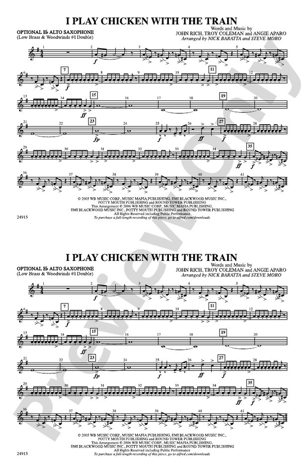 I Play Chicken with the Train Optional Alto Sax Optional Alto Sax Part Digital Sheet Music