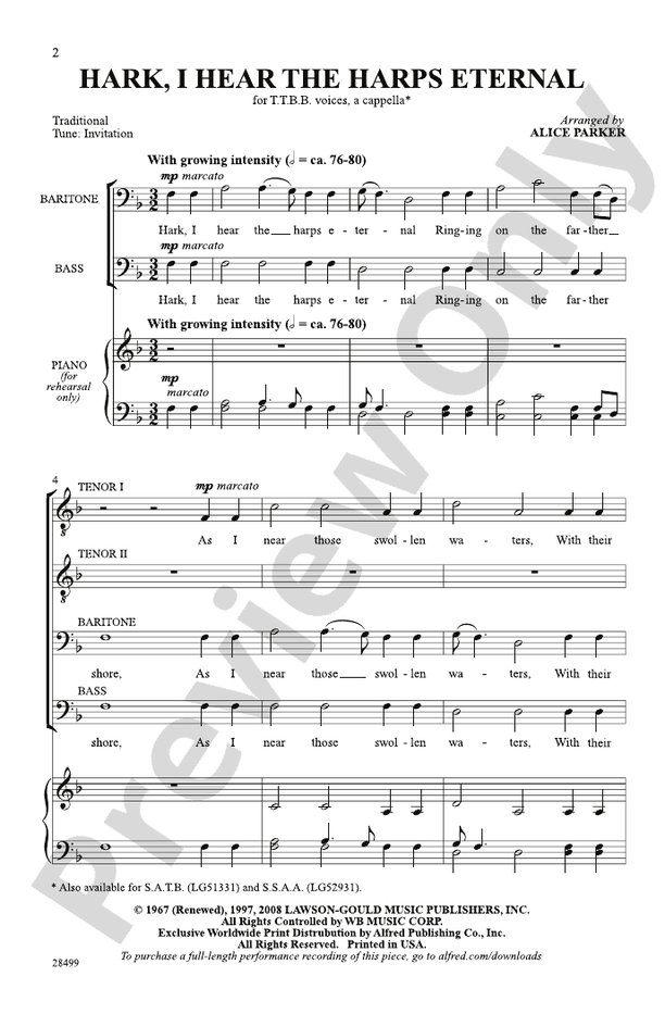Hark, I Hear the Harps Eternal TTBB, a cappella Choral Octavo
