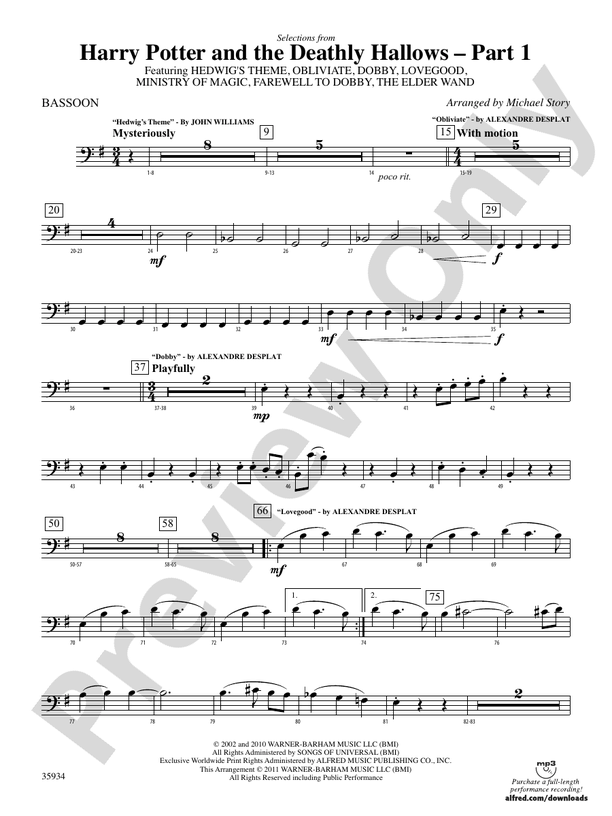 Harry Potter and the Deathly Hallows, Part 1, Selections from Bassoon