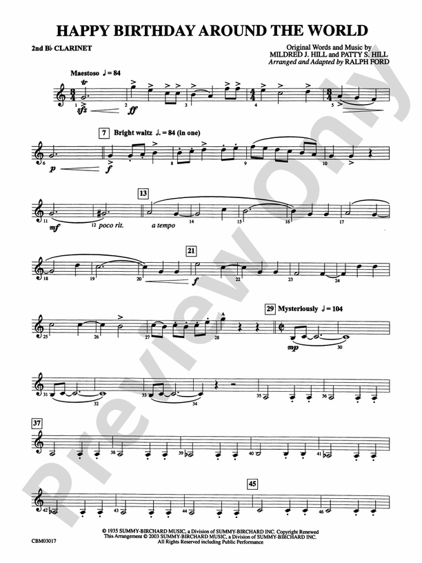 Happy Birthday Around the World 2nd Bflat 2nd Bflat