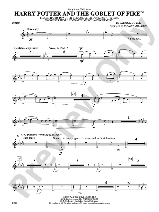 Harry Potter and the Goblet of Fire, Symphonic Suite from Oboe Oboe
