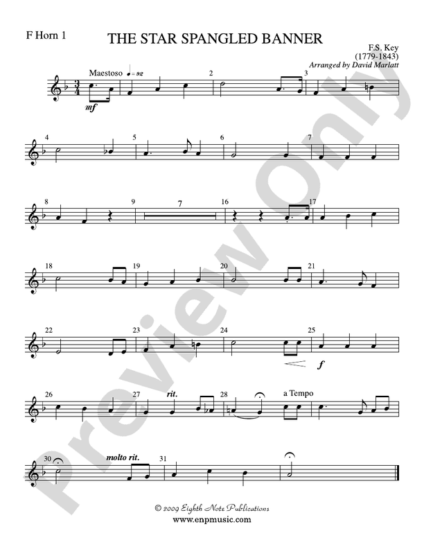 The Star Spangled Banner 1st F Horn 1st F Horn Part Digital Sheet Music Download