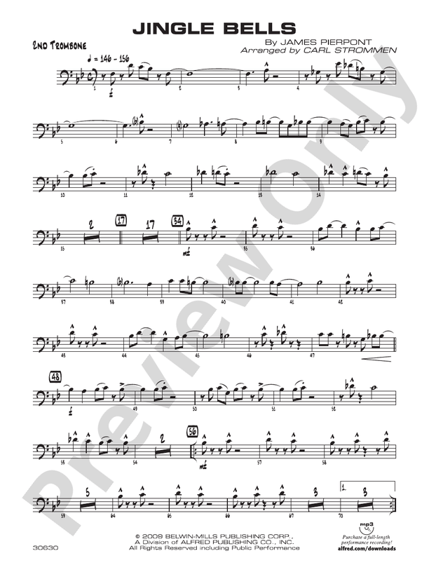 Jingle Bells 2nd Trombone 2nd Trombone Part Digital Sheet Music