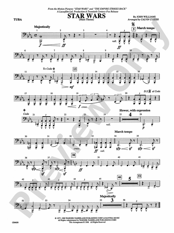 Star Wars® Main Theme Tuba Tuba Part Digital Sheet Music Download