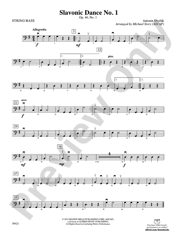Slavonic Dance No. 1 String Bass String Bass Part Digital Sheet