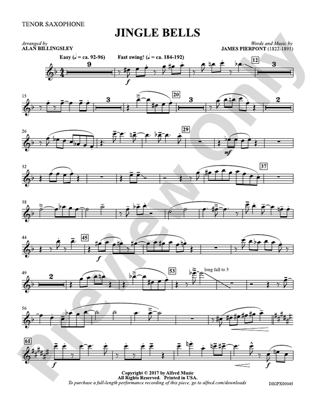 Jingle Bells Bflat Tenor Saxophone Bflat Tenor Saxophone Part